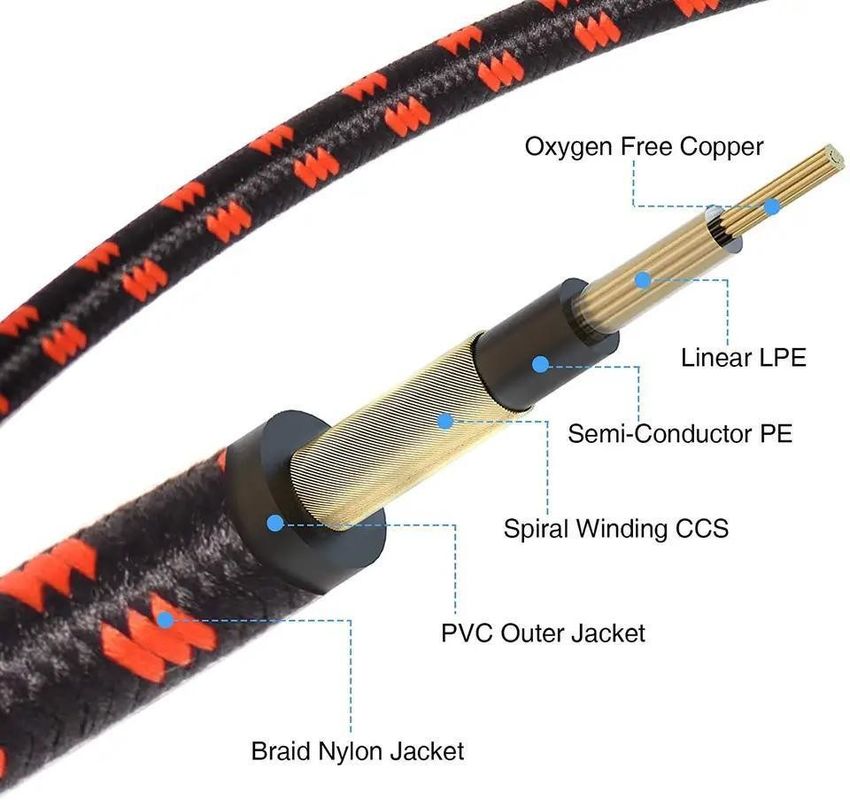 Cavi per chitarra elettrica a trama Jack 6.35mm con tecnologia silenziosa per audio professionale