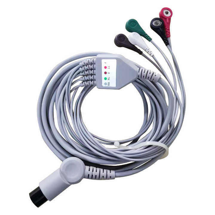 Materiale isolante TPU 3/5 Cavo ECG a piombo per monitor di pazienti Rainbow Cavi per apparecchiature di diagnostica in vitro