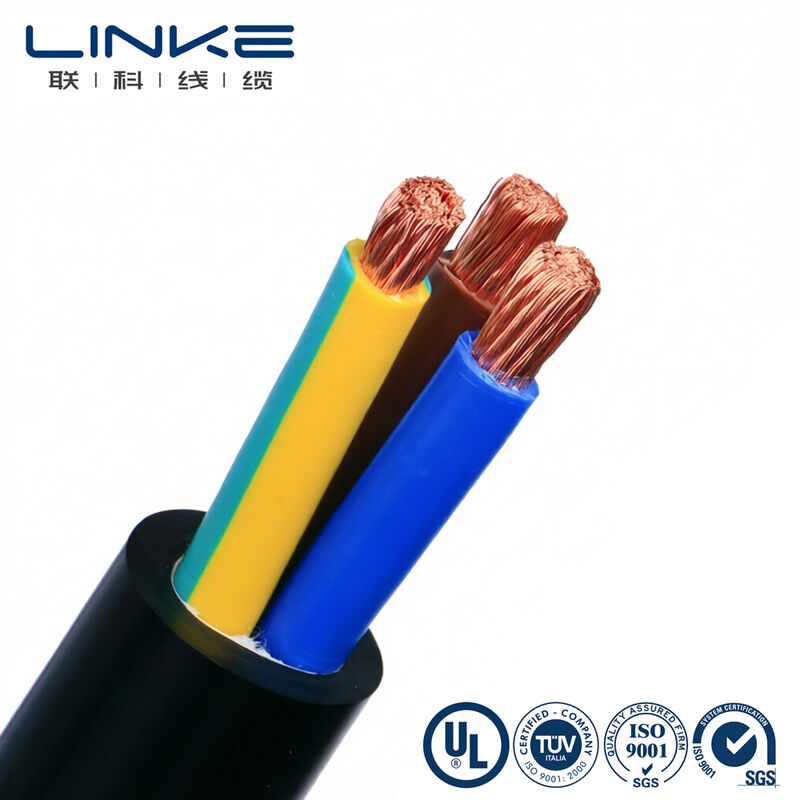 Cavo di alimentazione flessibile H05VV-F a 3 conduttori da 6 mm con conduttore in rame a trefoli fini, guaina in PVC, filo elettrico multistrato