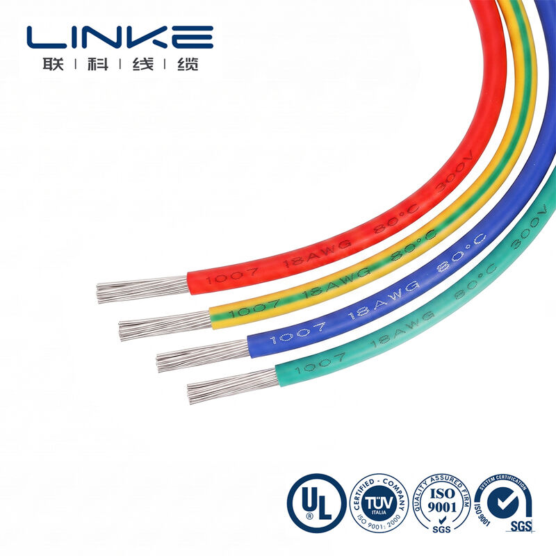 Filo di collegamento elettronico UL1007 con conduttore in rame stagnato, tensione nominale 300V e guaina in PVC personalizzabile